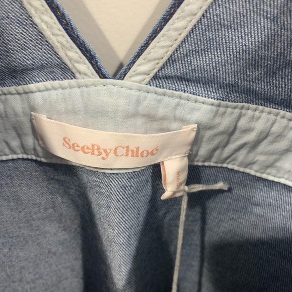 See by Chloe deep-V sleeveless denim mini dress - Picture 6 of 8